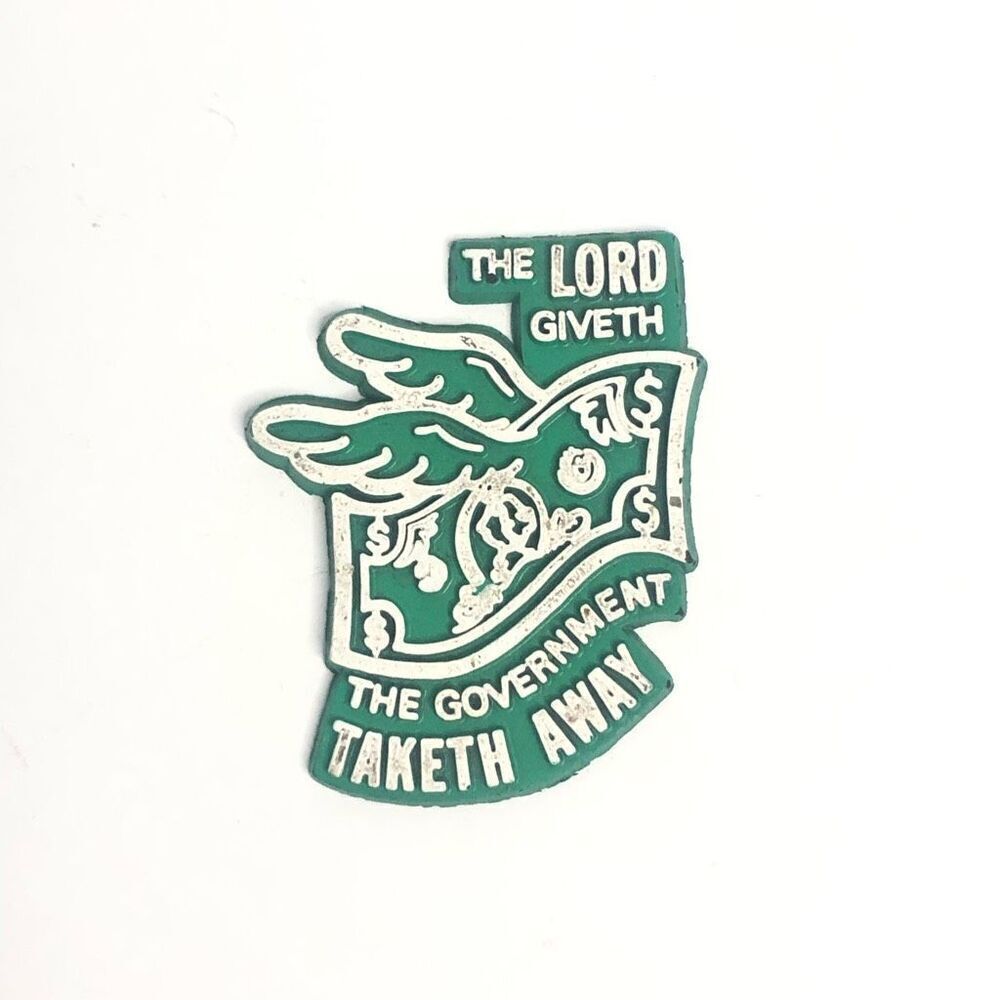 vtg the lord giveth the government taketh away cash‎ money rubber fridge magnet